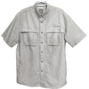 L.L. BEAN Fishing Shirt Vented Short Sleeve
Button Up Nylon Stone UPF 50 Men’s M